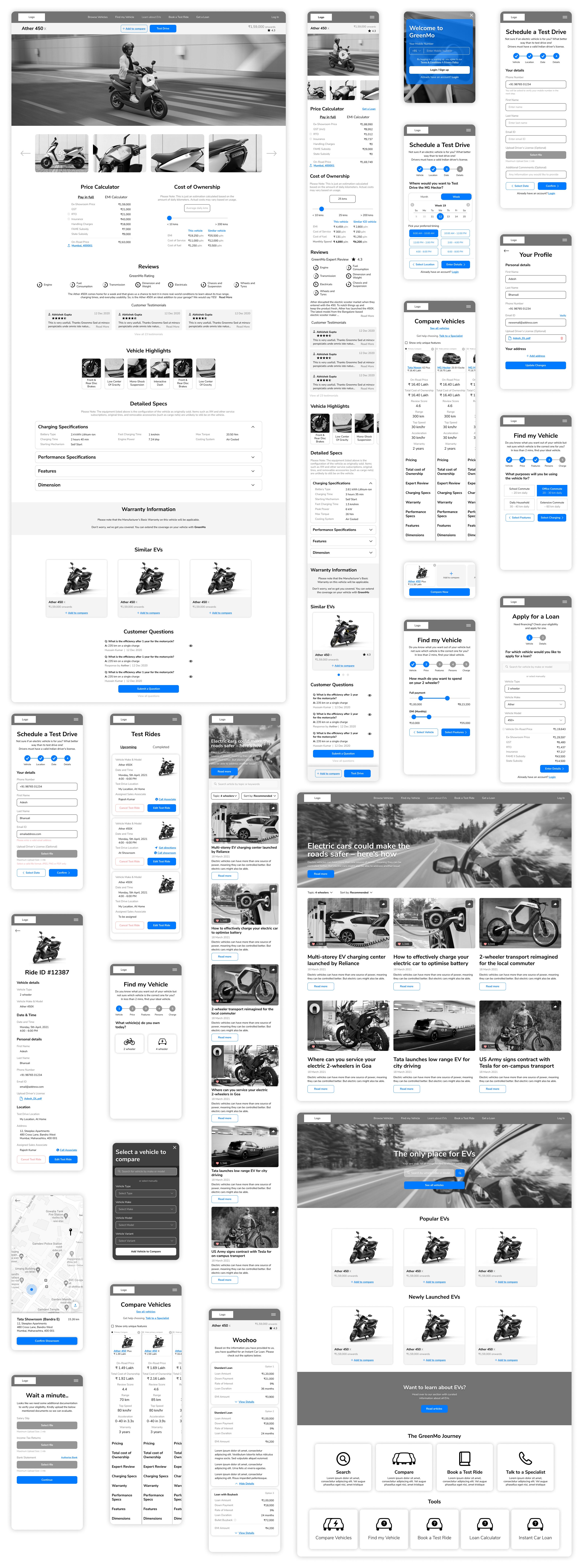 GreenMo wireframes and design